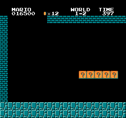 The iconic second board of Super Mario Bros.