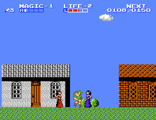 Level ups and villages full of NPCs are some of Zelda II’s RPG elements.